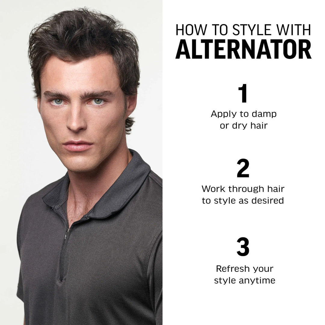 How to style with Alternator. 1-Apply to damp or dry hair. 2-Work through hair to style as desired. 3- Refresh your style anytime