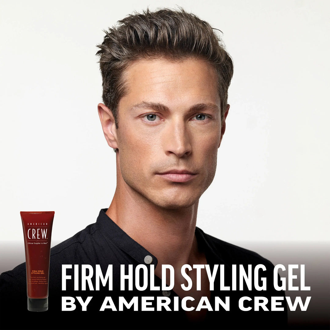 Model with firm hold styling gel