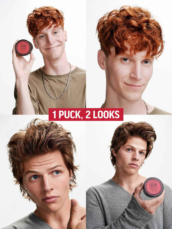 Cream Pomade Styling Puck. 1 puck, 2 looks