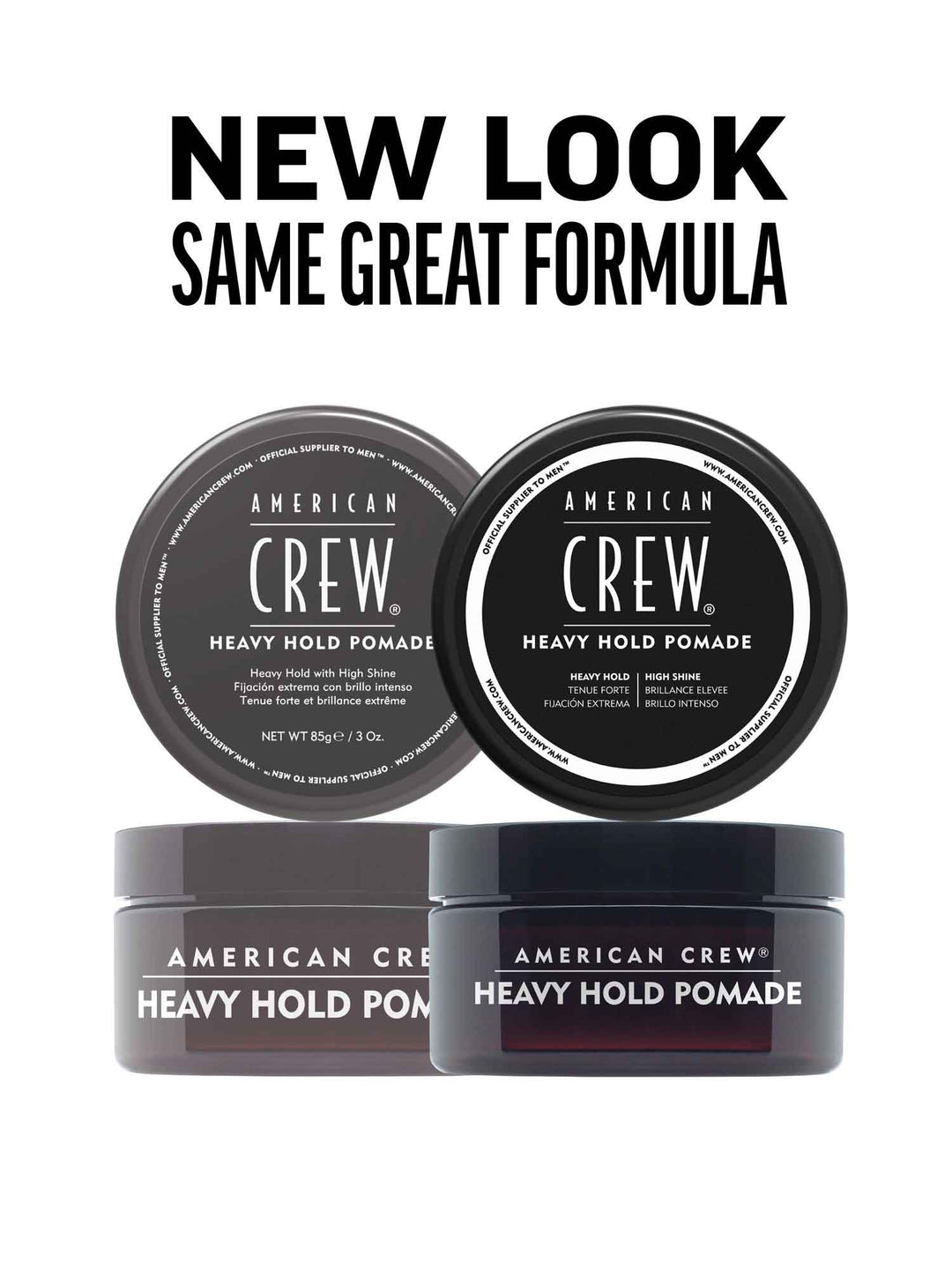 Heavy Hold Pomade Styling puck. New look, same great formula