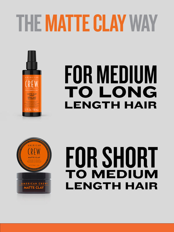 The Matte Clay Way. Use Spray for medium to long length hair. Pomade for short to medium length hair.